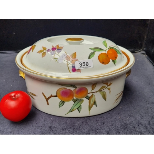 350 - A Royal Worcester porcelain oven to table lidded pot in the 'Evesham' pattern. Perfect for slow oven... 