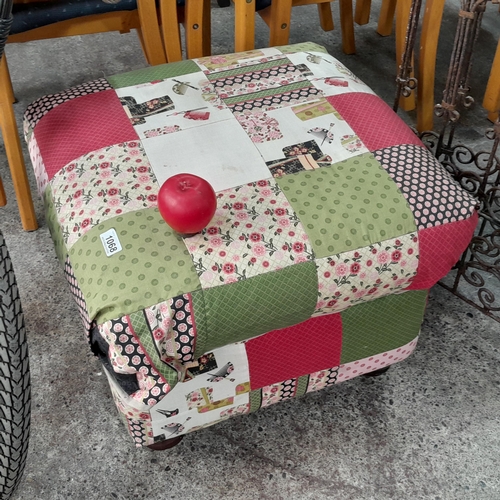 1068 - A charming upcycled patchwork fabric footstool.