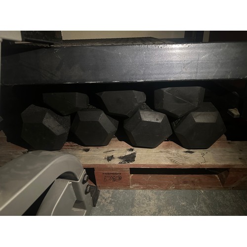 1190 - Super Star Lot : A Commercial GYM Contents in storage : To include 
Hexagon Steel covered dumbells f... 