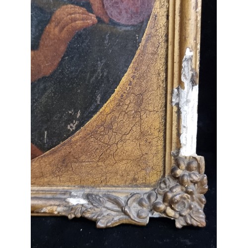 87 - Star Lot: A fabulous early 20th Century oil on canvas painting. Features the smiling portrait of a y... 