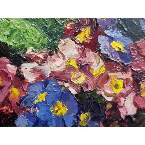 146 - Star Lot: Nan C. Livingston (Scottish, 1876-1952) An original oil on board painting titled 'Primulas... 