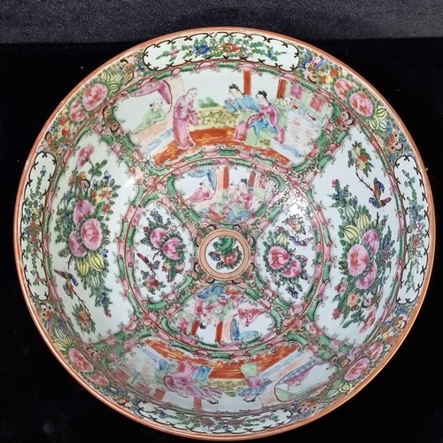 156 - Star lot : A beautiful early 20th century large hand painted famille rose porcelain Chinese bowl on ... 