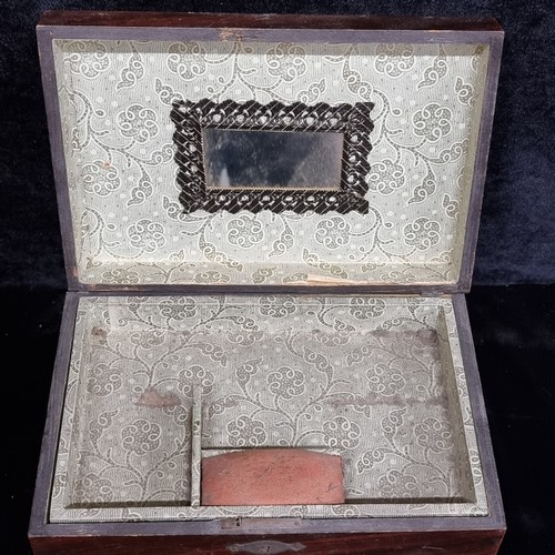 162 - Two beautiful antique jewellery boxes including a 'M.M.' monogramed embossed leather bound Mansfield... 