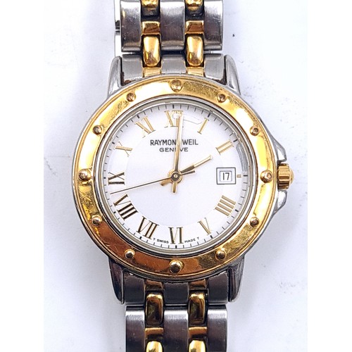 34 - Star Lot : A nice example of a Raymond Weil Geneve Swiss made ladies wrist watch with bi metal finis... 