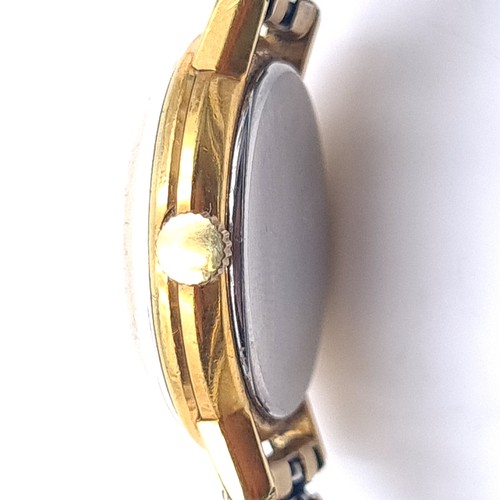 55 - Star Lot : An Omega ladies wrist watch with baton dial and expandable bracelet. In working condition... 