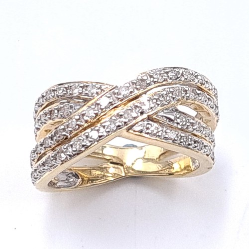 514 - Super Star Lot: A super quality inlaid diamond set ring. Set in 14 carat gold. Estimated weight of d... 