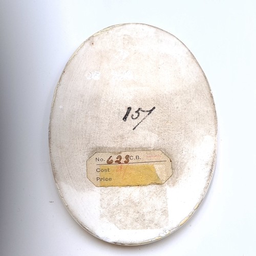 528 - A fabulous 19th century original hand painted Victorian scene on oval shaped miniature Porcelain . F... 