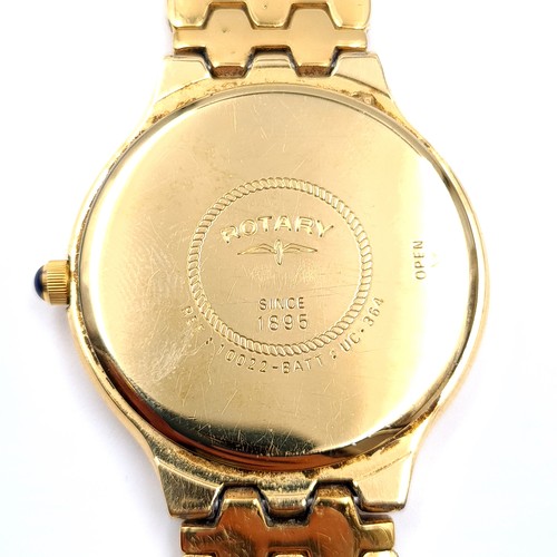 571 - A vintage gold plated Rotary watch with a Roman numeral dial and date just with original metal brace... 