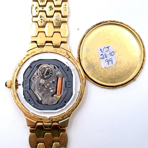 571 - A vintage gold plated Rotary watch with a Roman numeral dial and date just with original metal brace... 