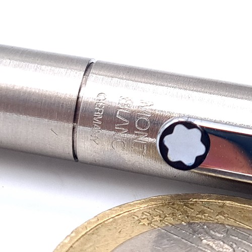 596 - Star lot : A super example of an original  Mont Blanc push fitting ball point pen. Barrel in brushed... 