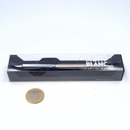 596 - Star lot : A super example of an original  Mont Blanc push fitting ball point pen. Barrel in brushed... 