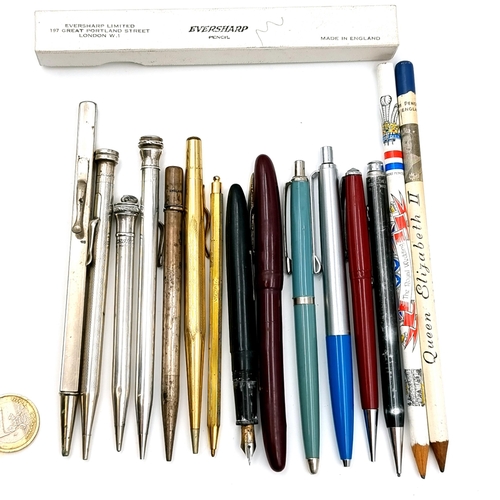 37 - A collection of assorted pens consisting of fountain ball point & propelling pencils. Together with ... 