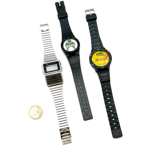 51 - A collection of two Ninga turtle watches together with a Casio data bank wrist watch.