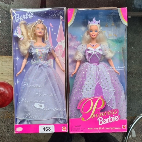 Pair of 1990s Princess Barbie dolls in original packaging, with detailed  lavender gowns and accessor
