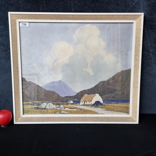 720 - A high quality vintage print of a Paul Henry painting titled 'The Blue Lake, Connemara'. Housed in a... 