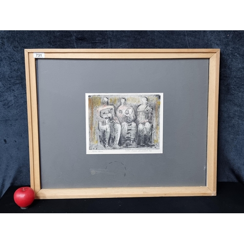 731 - Star Lot: An interesting hand touched lithograph print titled 'Seated figures with Children' after t... 