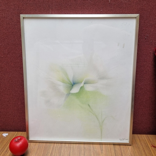 809 - A delicate original coloured pencil on paper painting. Features a botanical study of a flower. Rende... 