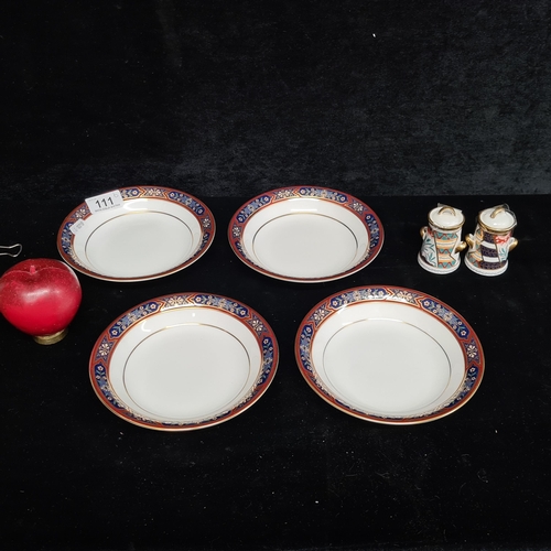 111 - Six pieces of 'Dauphin' Royal Crown Derby English Bone China comprising of four serving bowls along ... 