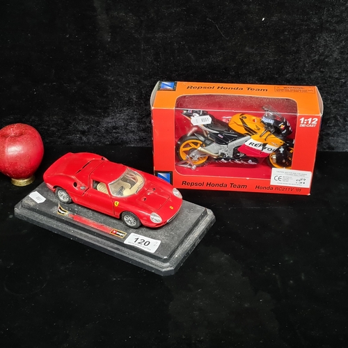 120 - Two die-cast model cars including s Burago Ferrari 250 Le Mans (1965) example, together with a NewRa... 