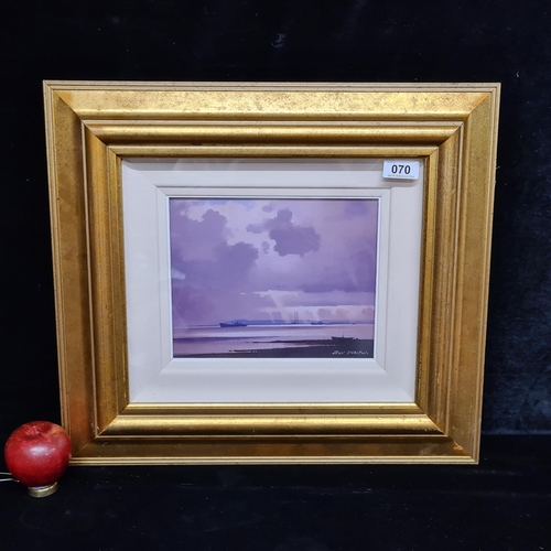 70 - A nice print of a John Skelton painting titled 'Dublin Port, Evening 1987'. Housed in a gilt frame b... 