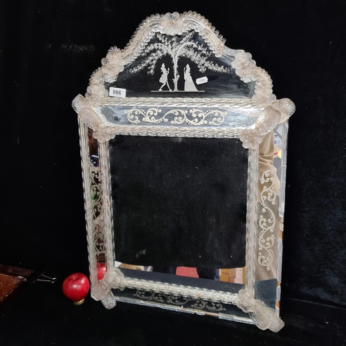 86 - Star lot : A fabulous antique good size Venetian paneled wall mirror boasting floral detailing.