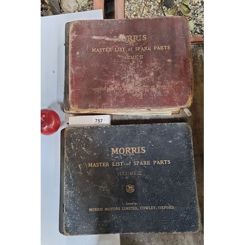 757 - Two books of Morris Motors Master List of Spare Parts, Volumes II and III. Issued by Morris Motors L... 