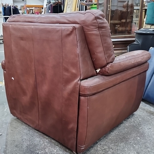 816 - Star Lot: A large very comfortable Italian brown leather Three piece Suite with plush cushioning. Fr... 