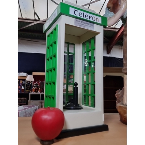 839 - Miniature Irish Telefon Box replica by Burke Joinery Ltd. Features classic green and white color sch... 