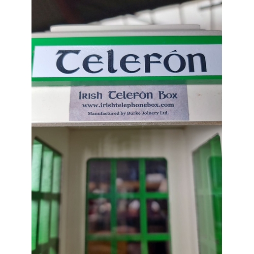 839 - Miniature Irish Telefon Box replica by Burke Joinery Ltd. Features classic green and white color sch... 