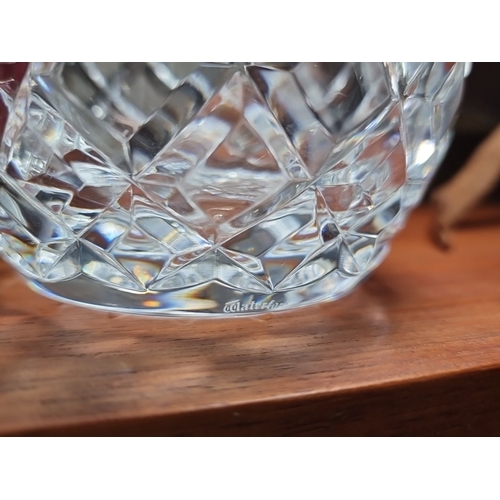 845 - Waterford crystal vase with intricate diamond-cut design, marked with 