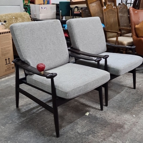 785 - Star lot : Pair of fabulous. Mid-Century Modern armchairs after the 1950,s designer finn juhl for fr... 