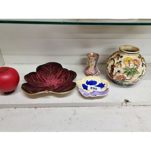 890 - A mixed lot including a very pretty hand painted Carlton Ware 