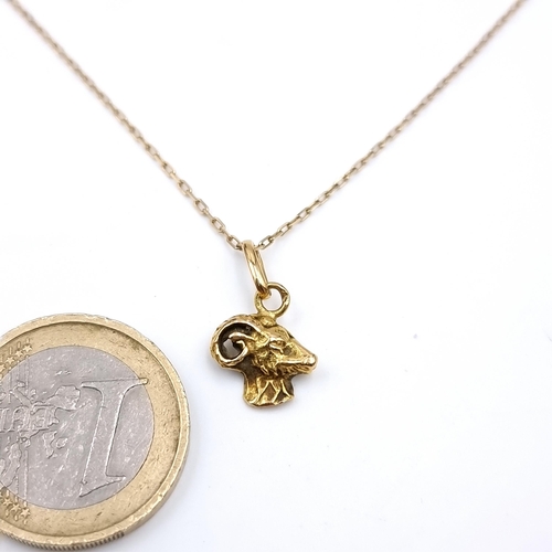 1014 - A lovely 9 carat gold necklace and goat charm. Boxed.
Total Length of necklace: 45 cm  Total Weight:... 