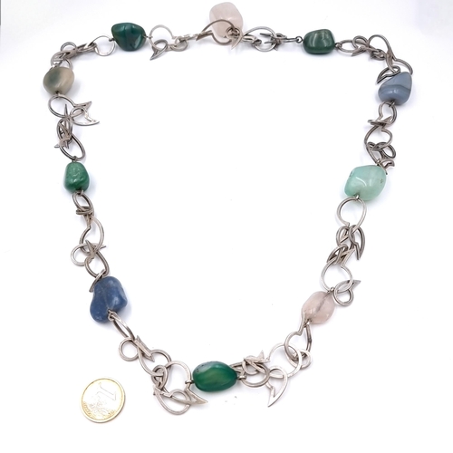 1023 - A striking Silver Quartz Stone Chunky Necklace. Boxed.
Total Length: 38.76 cm  Total weight: 206.64 ... 