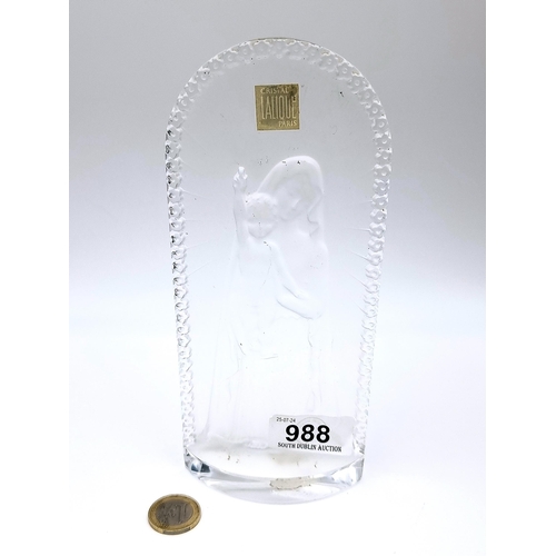 988 - Star Lot : A nice religious themed Lalique crystal. Features Virgin Mary and Child. with original La... 