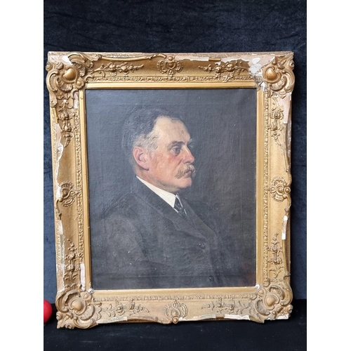 1074 - Star Lot: A large antique handsome original oil on canvas painting. Features a side portrait of a Vi... 