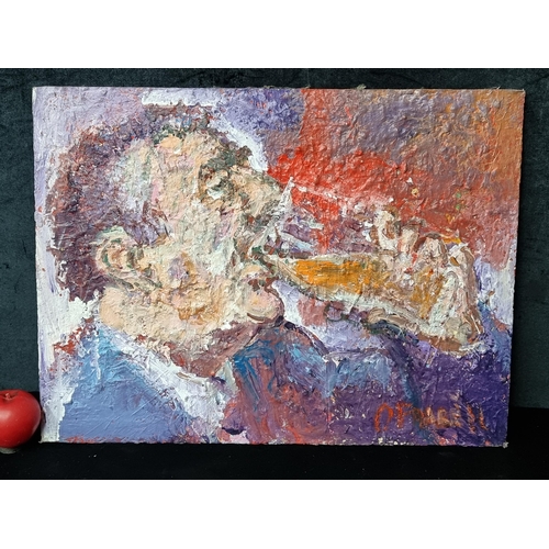 1078 - Star Lot: An original oil on board painting. Features a gentleman drinking from a glass. Rendered in... 