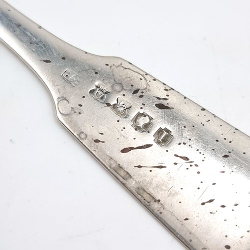 5 - A Victorian Irish Silver hallmarked Dublin fish knife. Dimensions: L - 19 cms. Weight - 38.24 grams.