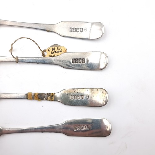 19 - A collection of four fiddle pattern handle Irish silver spoons hallmarked Dublin - 1810. Total weigh... 