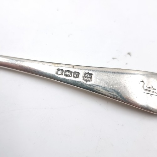 26 - A sterling silver hallmarked Sheffield tea caddy spoon set with scalloped edge bowl. length - 14 cms... 