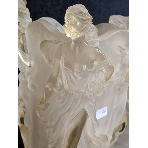 975 - Star lot : A pair of stunning and elegant French Lalique style table top lamps. heavy very good qual... 