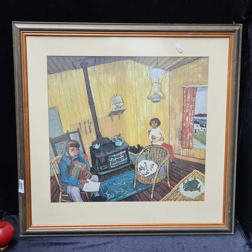 108 - A large high quality print of a Gerard Dillon oil painting titled 'Yellow Bungalow-1954'. Features t... 