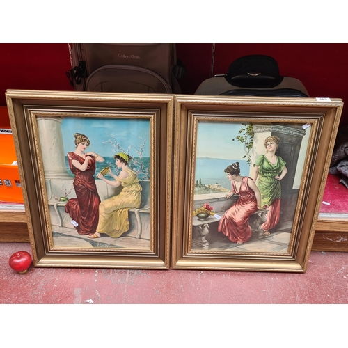 109 - A stunning pair of vintage chromolithographs of Eva Hollyer painting. Features in classical styled f... 