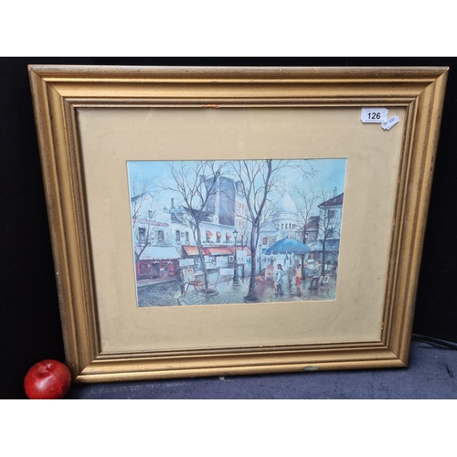 126 - A detailed print of a French painting by artist Georges B . titled 'Paris - La Place du Tertre' Feat... 