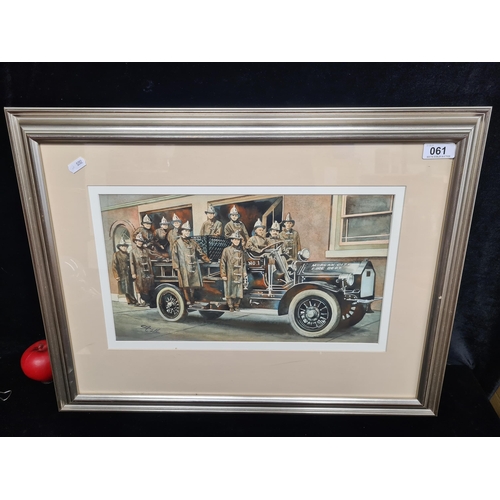 61 - A very fine original water colour on paper painting featuring the Firefighters of the Morgan Lake Fi... 