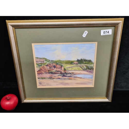 74 - A wonderful Rosalie Giles (Irish) pastel on paper painting titled 'Children Playing at the Beach'. F... 