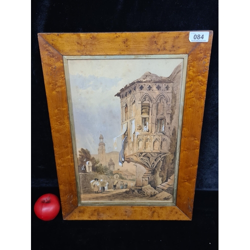 84 - Star Lot: A gorgeous mid 19th century antique watercolour on paper painting after Samuel Prout. Feat... 