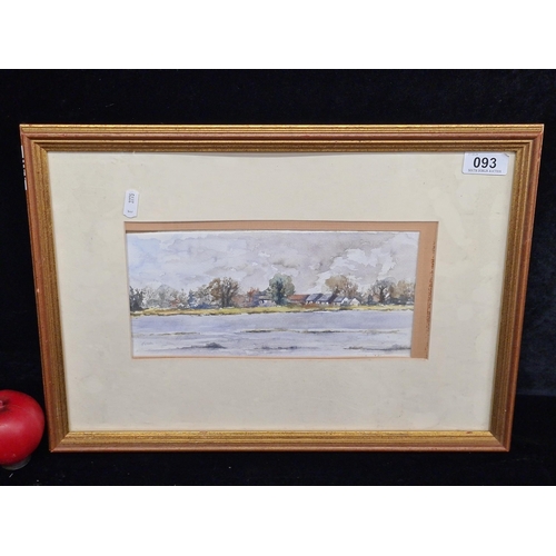 93 - A charming original watercolour on paper painting titled 'Across the Boyne'. Features an Irish river... 