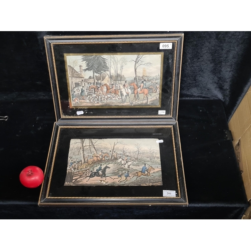 95 - A fabulous pair of 19th century antique hand coloured lithographs of an equestrian / hunting theme. ... 