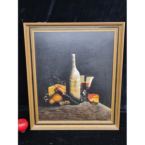 97 - An original M.Morgan (20th Century, American)  oil on canvas painting. Features a still life study o... 